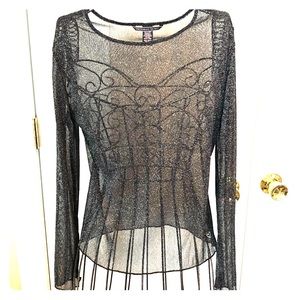 Victoria’s Secret Sheer Sparkly Long/Slv Shirt XS
